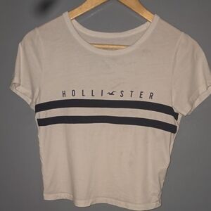 Hollister White Tee with Black Stripes